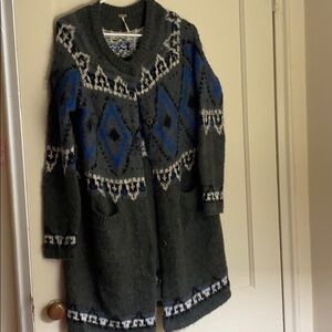 Free People long gray knitted coat